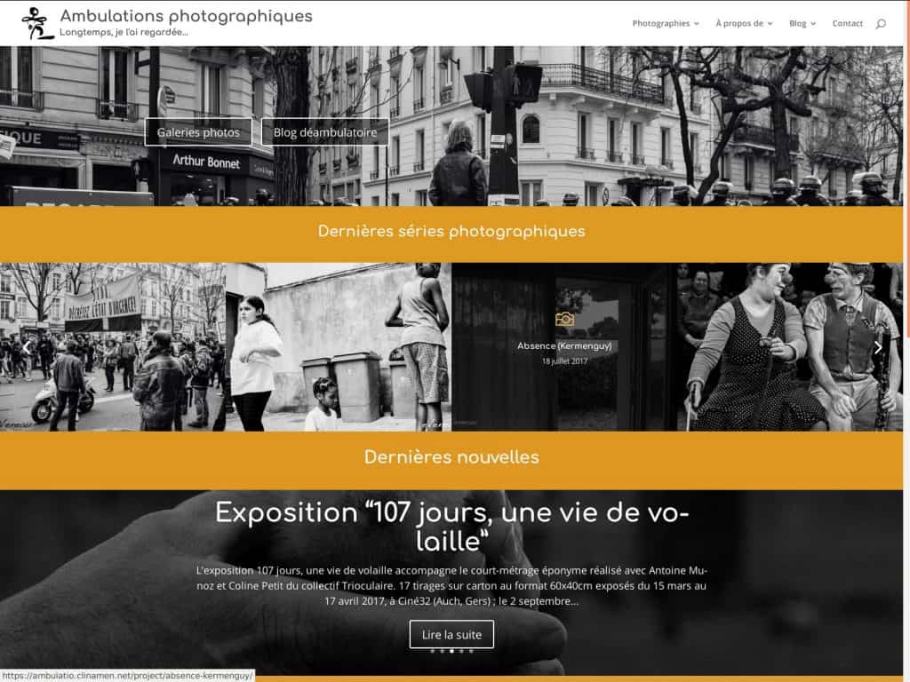 Page d'accueil du site ambulations photographiques