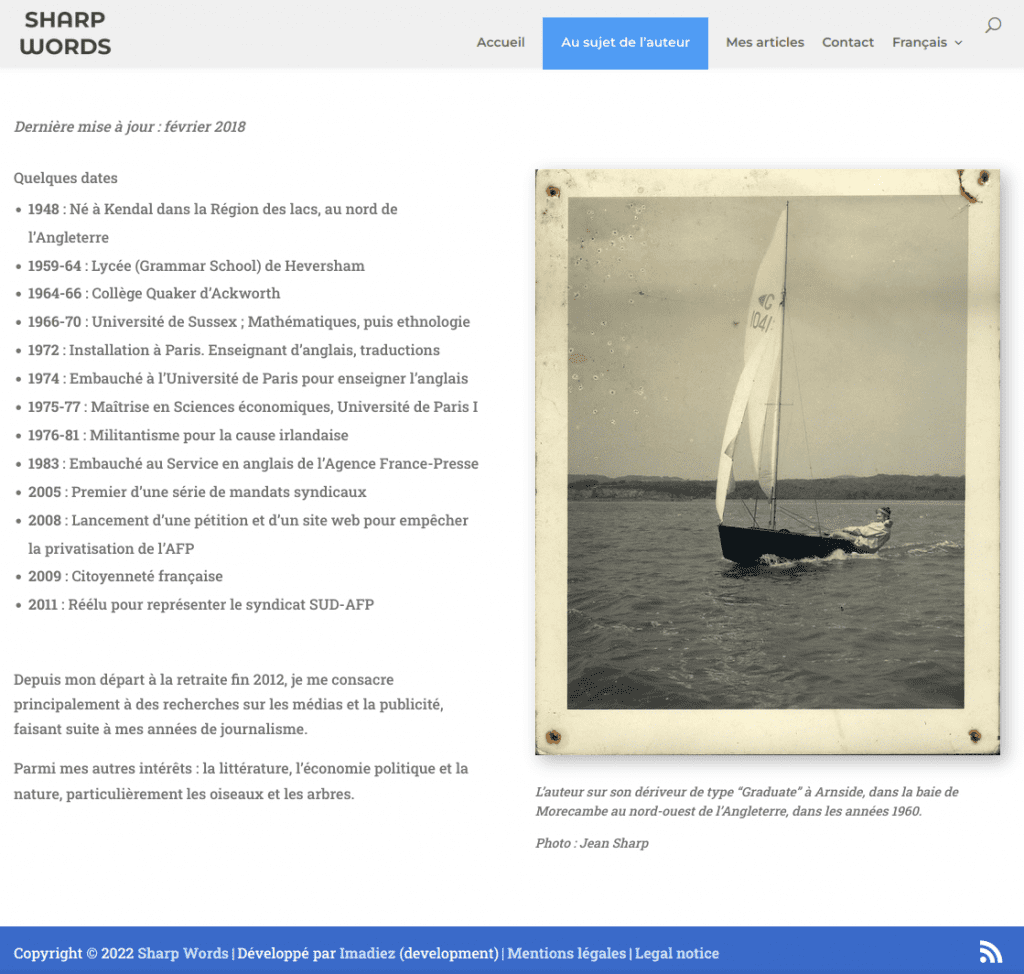 Page de biographie en français